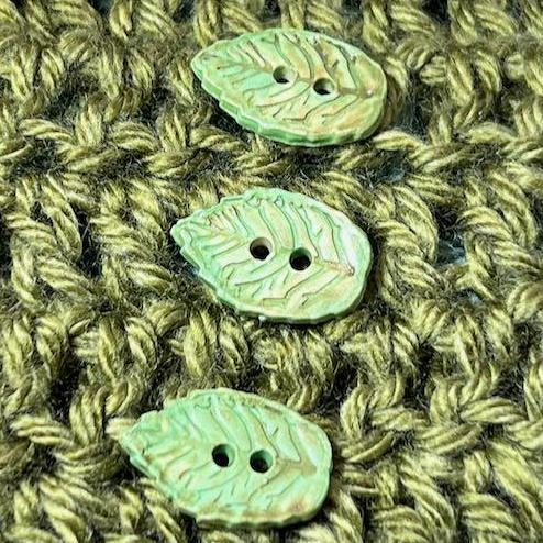 Small Light Green Leaf Shaped Ceramic Buttons