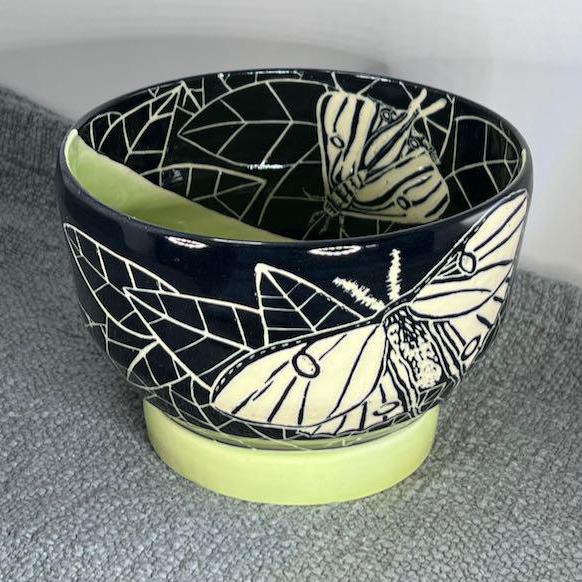 Sgraffito Luna Moth Noodle Bowl