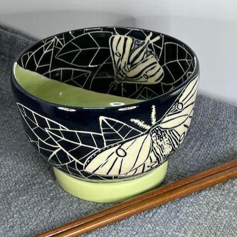 Sgraffito Luna Moth Noodle Bowl