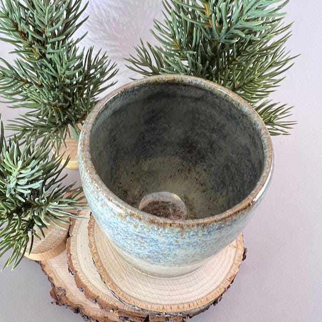Light Blue and Green 8 ounce Speckled Stoneware Tumbler