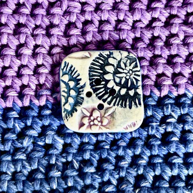 Purple and Blue Boho Designs on White Square Buttons