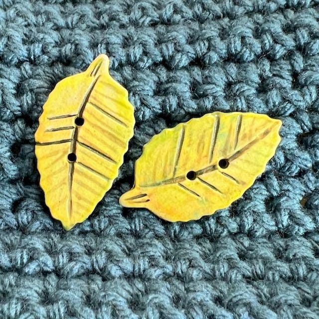 Yellow Leaf Shaped Ceramic Button