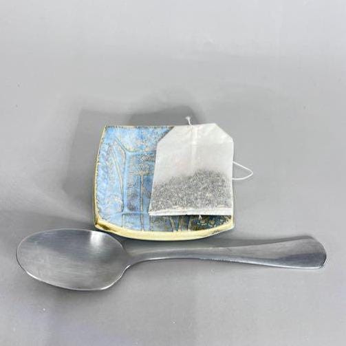 Light Blue Wildflower Texture Teabag Holder/Spoon Rest/Trinket Dish/ Ring Dish