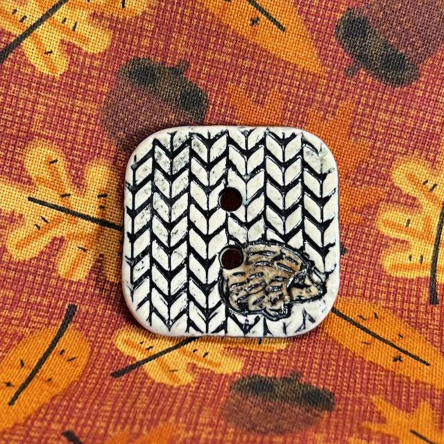 Hedgehog on Knit Square Ceramic Button