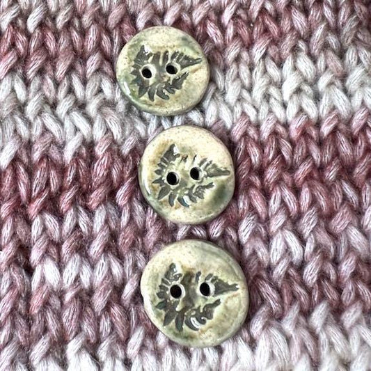 Small Round Fern Ceramic Buttons