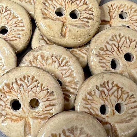 Small Round Tree Ceramic Buttons