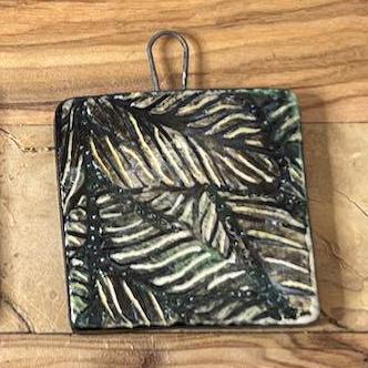 Leaves and Textures in Black Ceramic Pendants