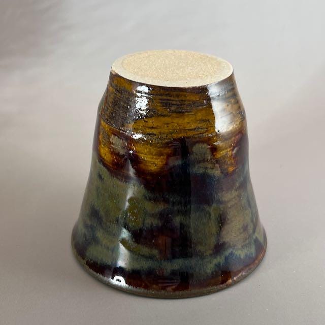 Oil Spot Brown and Golden Brown White Stoneware 4 ounce Tumbler