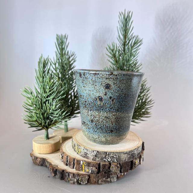 Slate Gray and Dark Blue Narrow 8 ounce Speckled Stoneware Tumbler