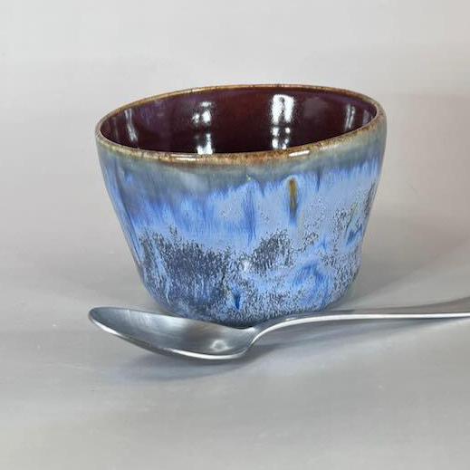 Blue and Berry Small Bowl/Prep Bowl/Cache Pot