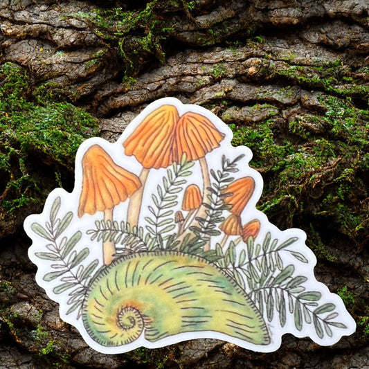 Orange Mushrooms with Plants 2.5" Vinyl Sticker