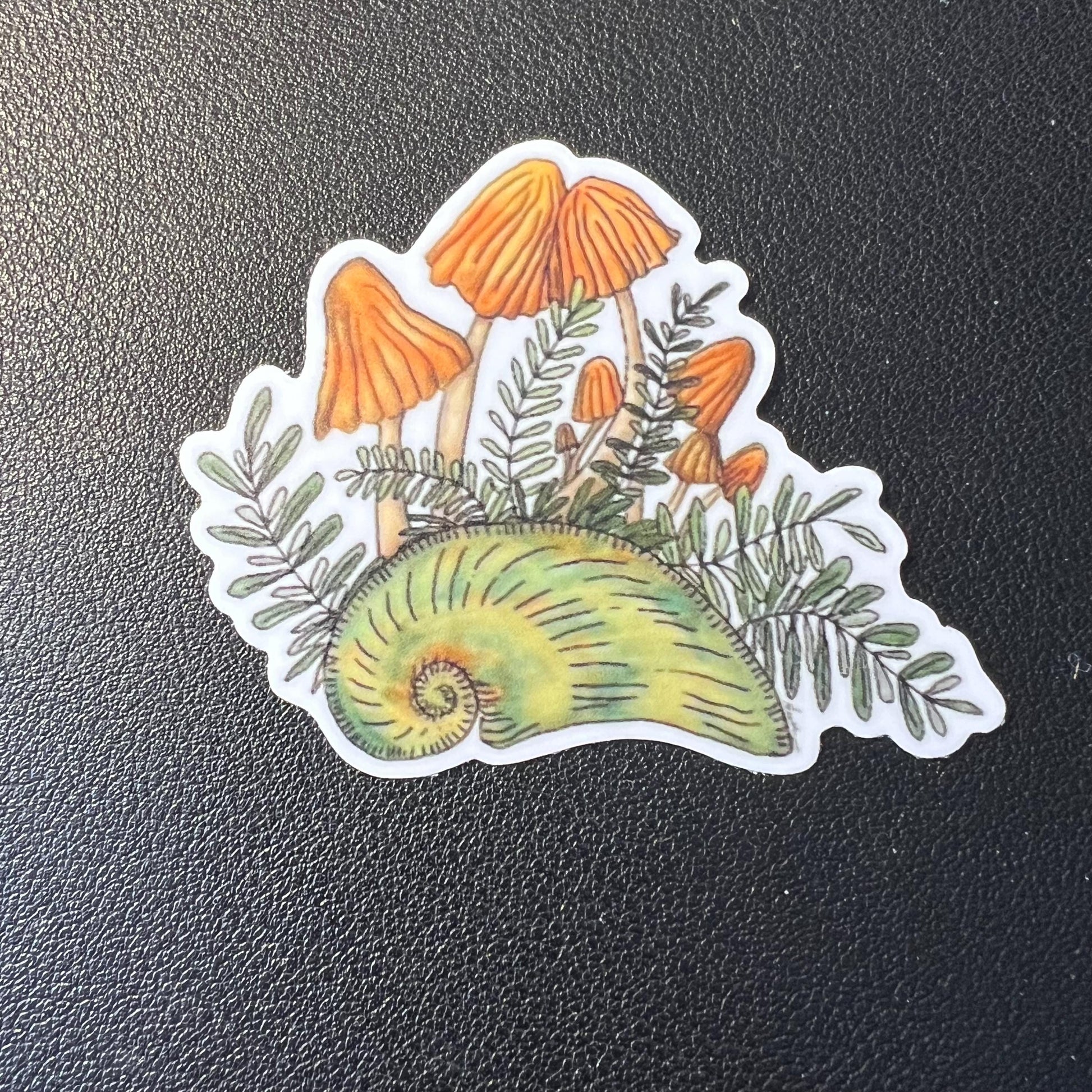 Orange Mushrooms with Plants 2.5" Vinyl Sticker