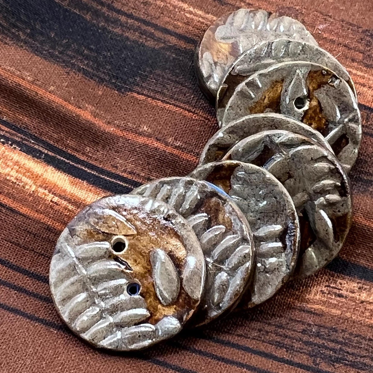 Brown Woodland Fern Textured Ceramic Small Round Buttons