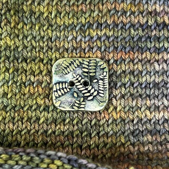 Woodland Fern Textured Square Ceramic Button