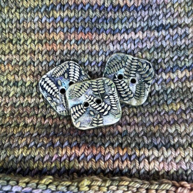 Woodland Fern Textured Square Ceramic Button
