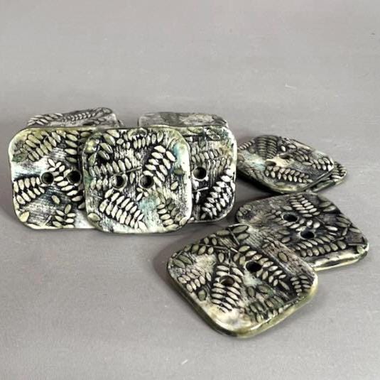 Woodland Fern Textured Square Ceramic Button