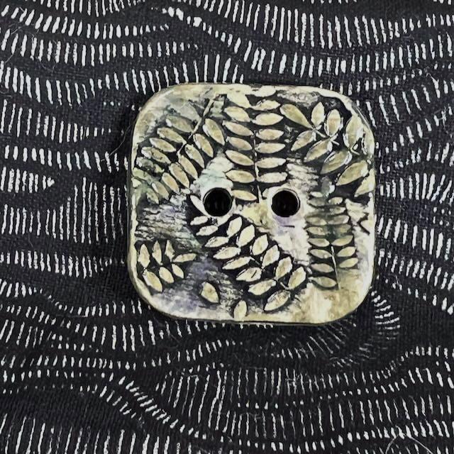 Woodland Fern Textured Square Ceramic Button