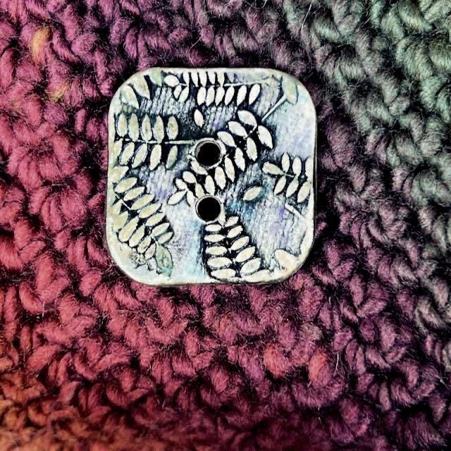 Woodland Fern Textured Square Ceramic Button