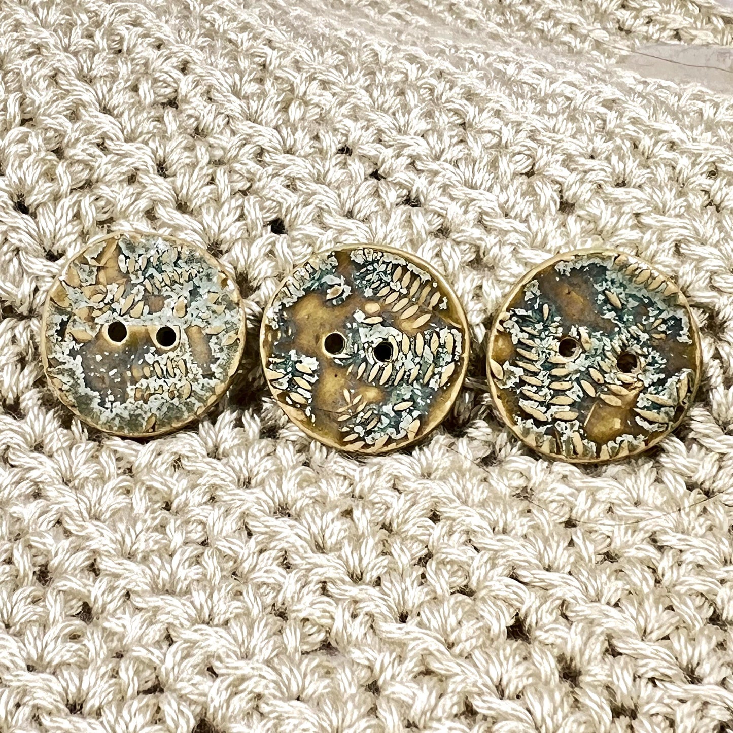 Spring Ferns with Frost 2 Hole Round Buttons