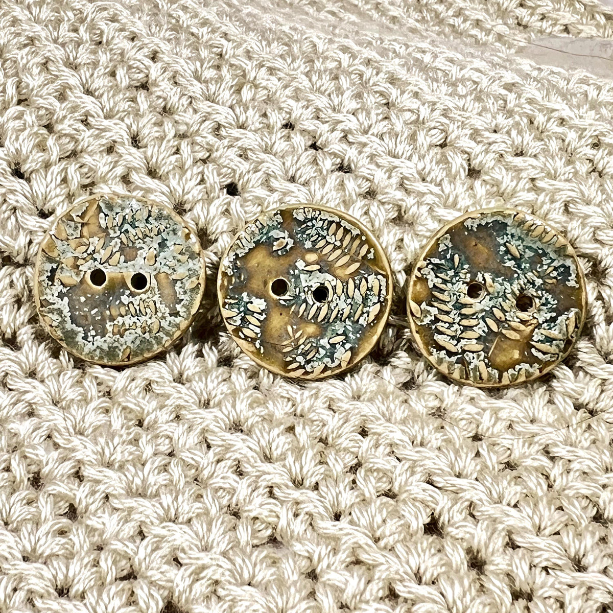 Spring Ferns with Frost 2 Hole Round Buttons