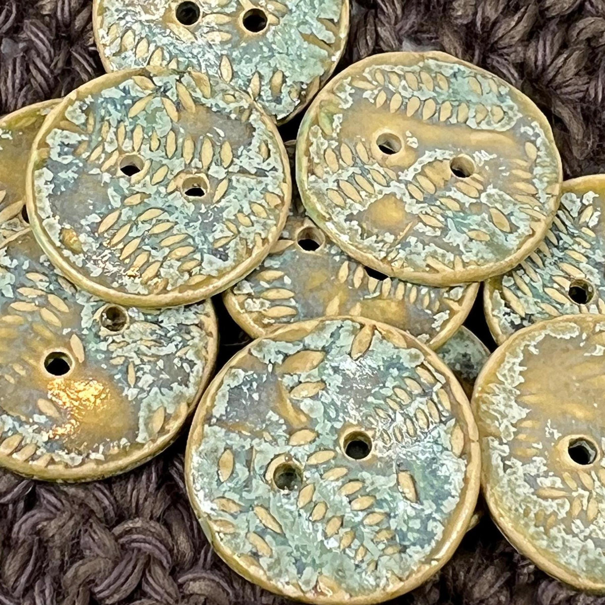 Spring Ferns with Frost 2 Hole Round Buttons