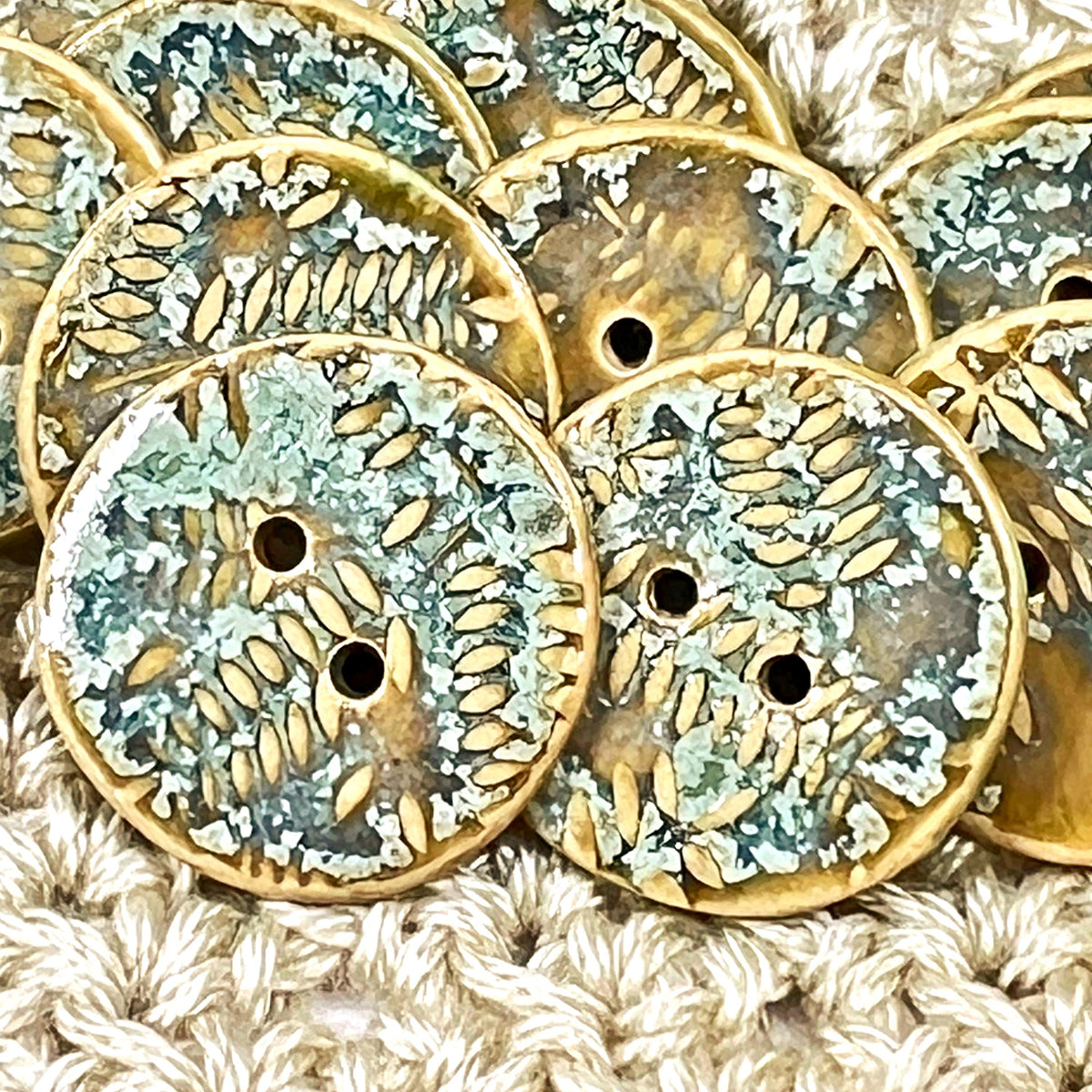 Spring Ferns with Frost 2 Hole Round Buttons