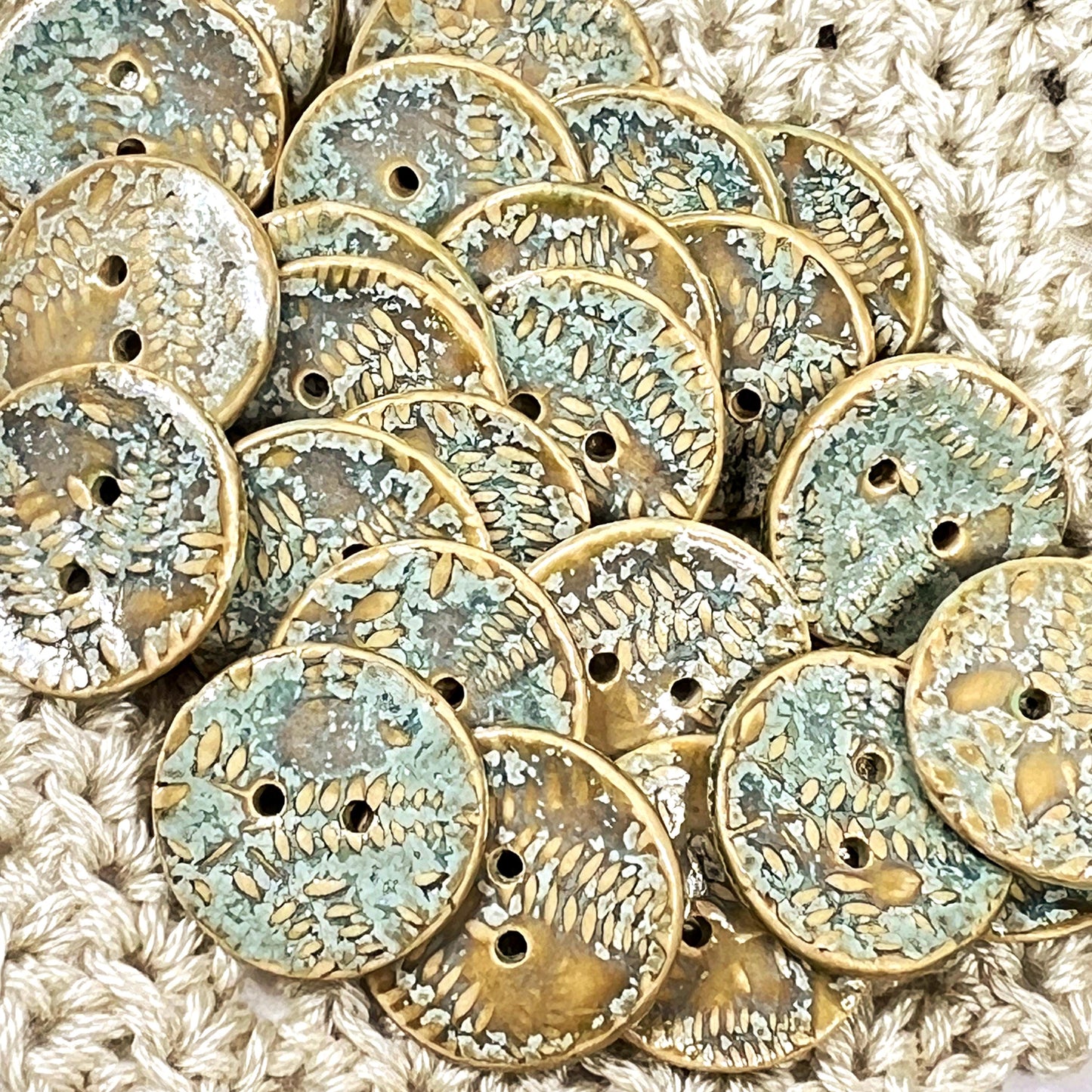 Spring Ferns with Frost 2 Hole Round Buttons