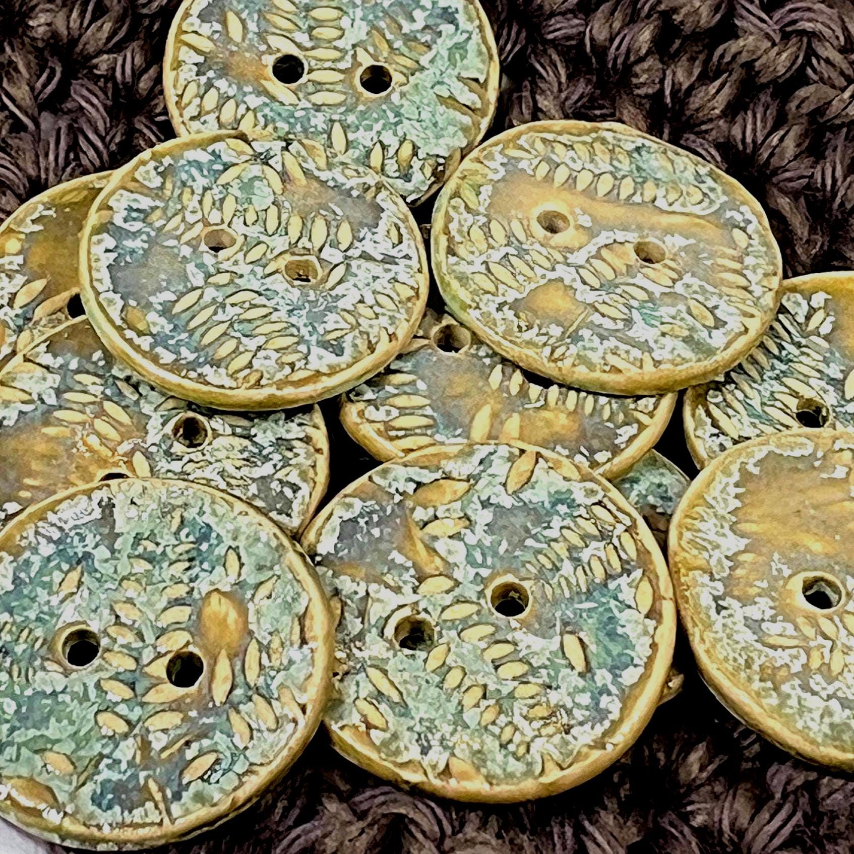Spring Ferns with Frost 2 Hole Round Buttons