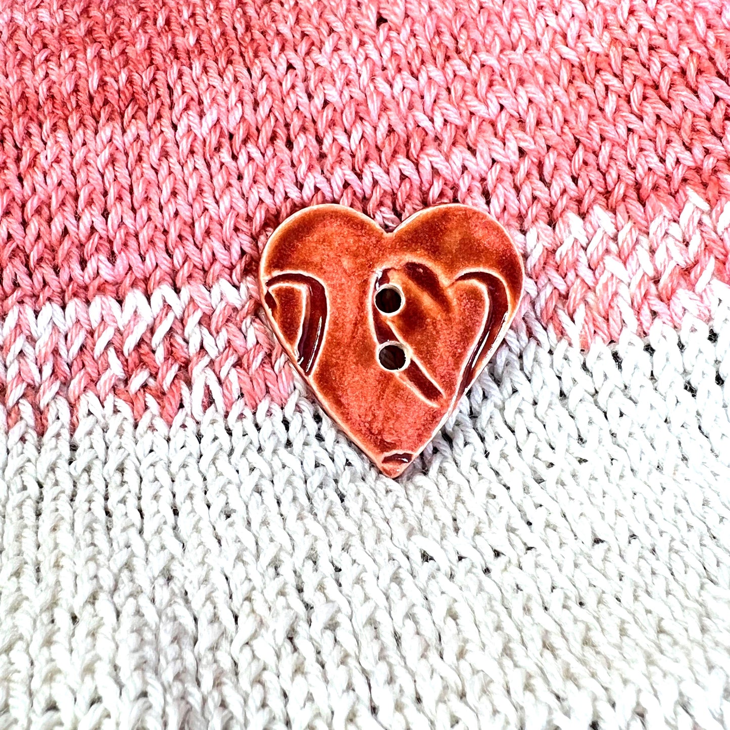 Large Dark Pink Heart Patterned Heart Shaped Button