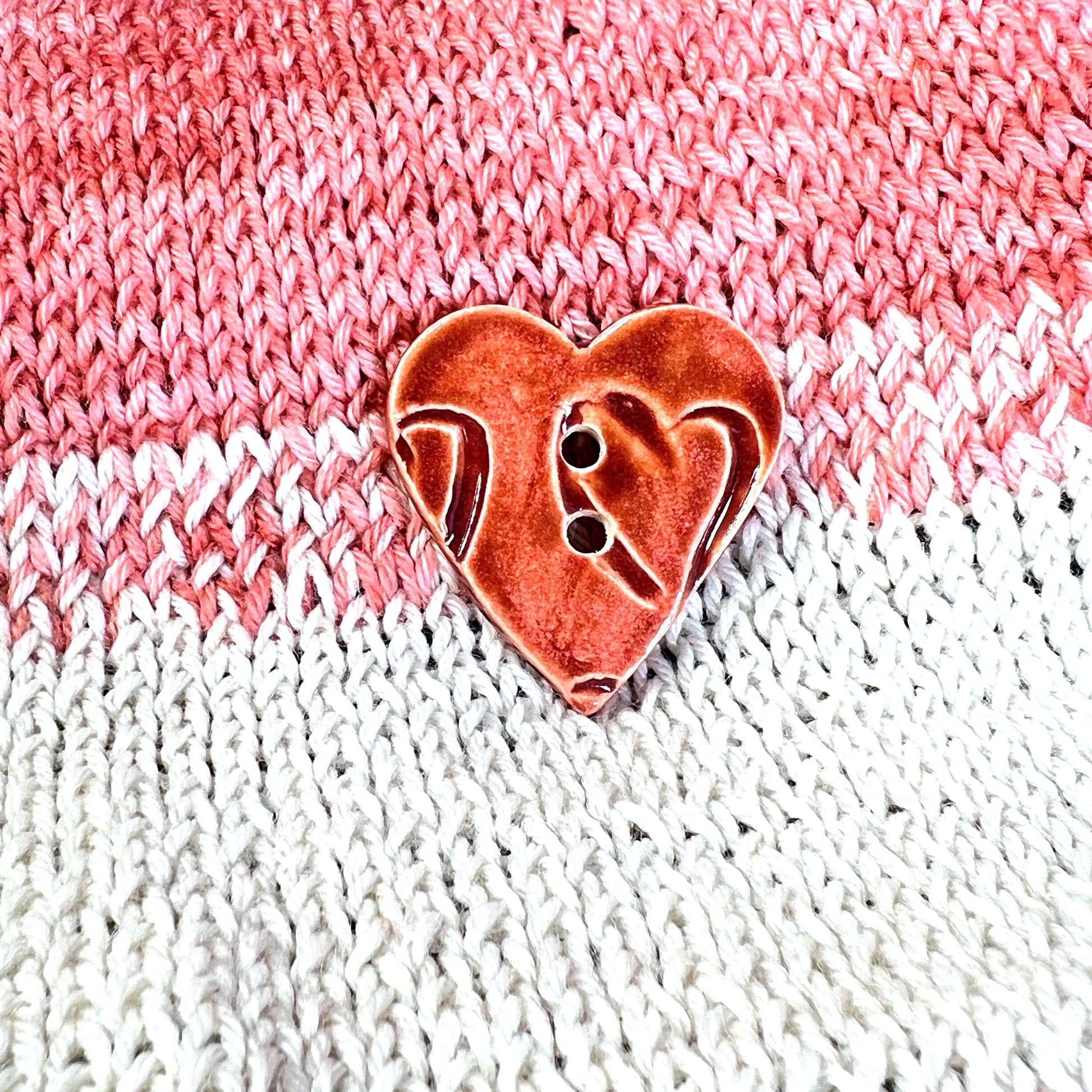 Large Dark Pink Heart Patterned Heart Shaped Button