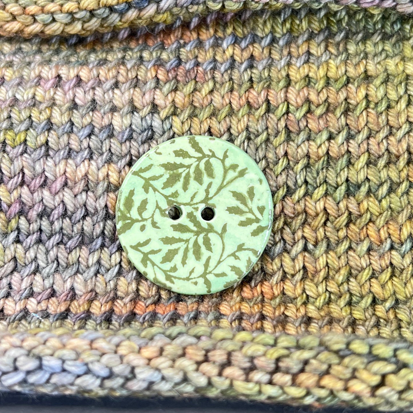 Large Green Accent Button with Green Silkscreened Leaves