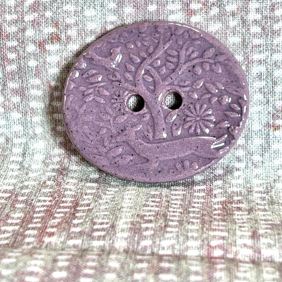Lg Dark Lavender Porcelain Woodland Deer Oval Button