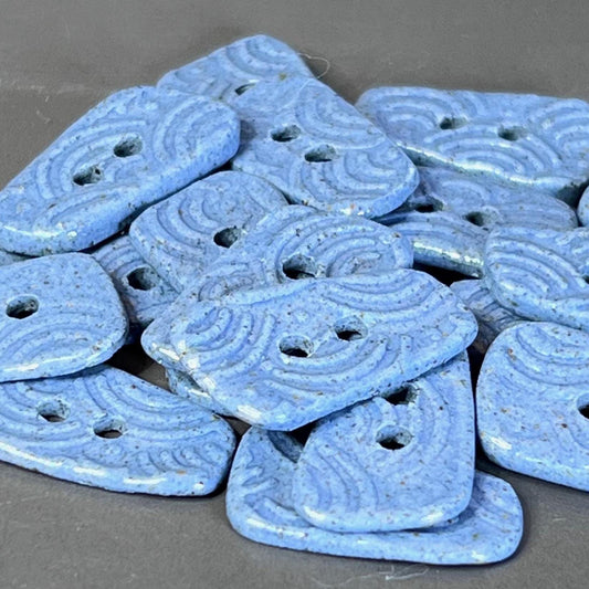 3 Blue Porcelain Wave Patterned Triangular Buttons