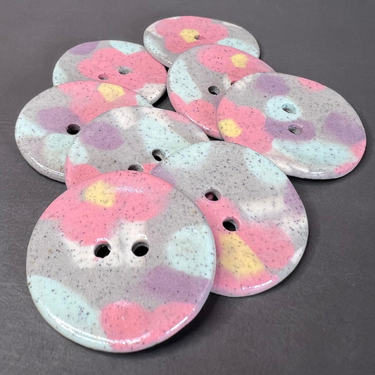 Speckled Porcelain Spring Blossom Patterned Buttons
