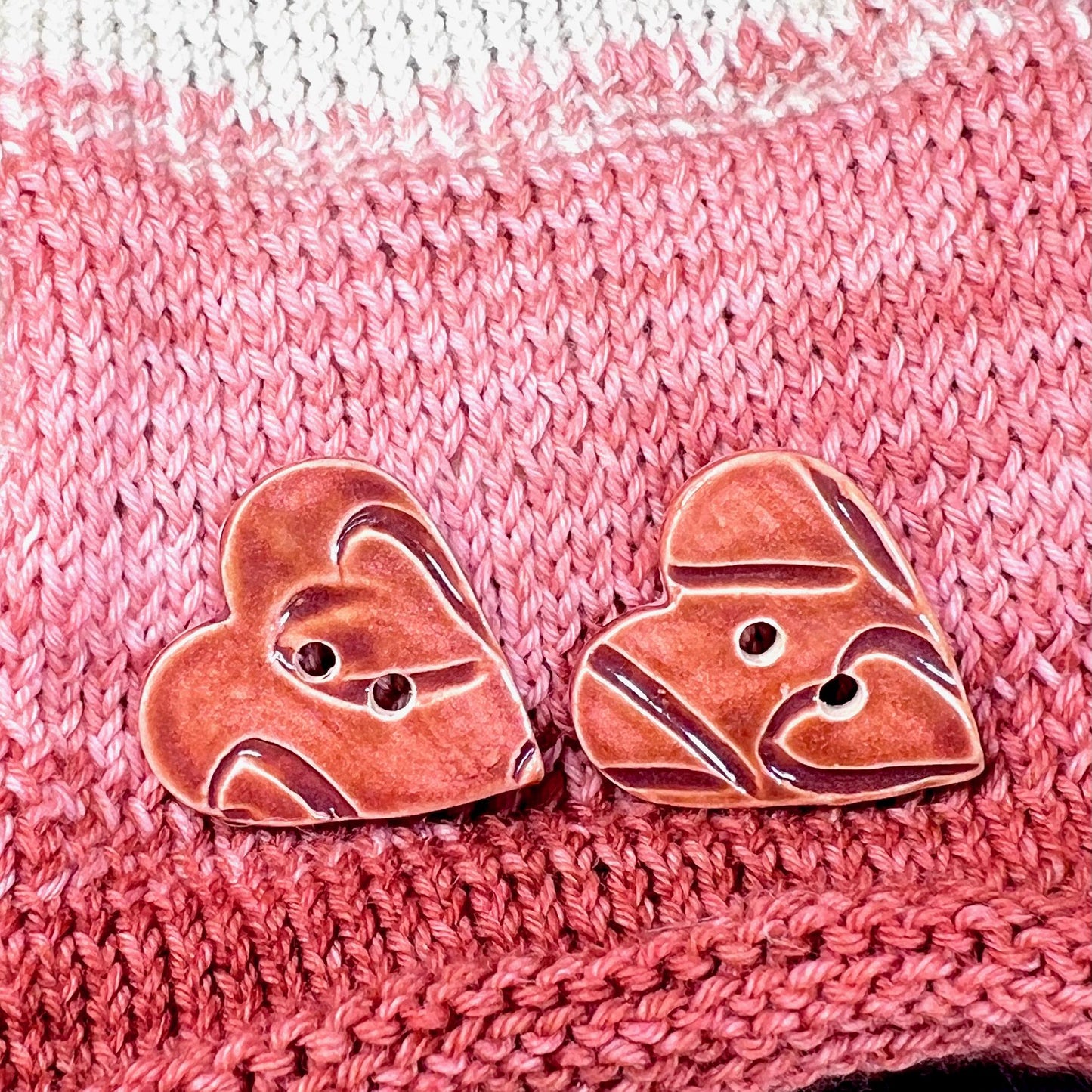 Large Dark Pink Heart Patterned Heart Shaped Button