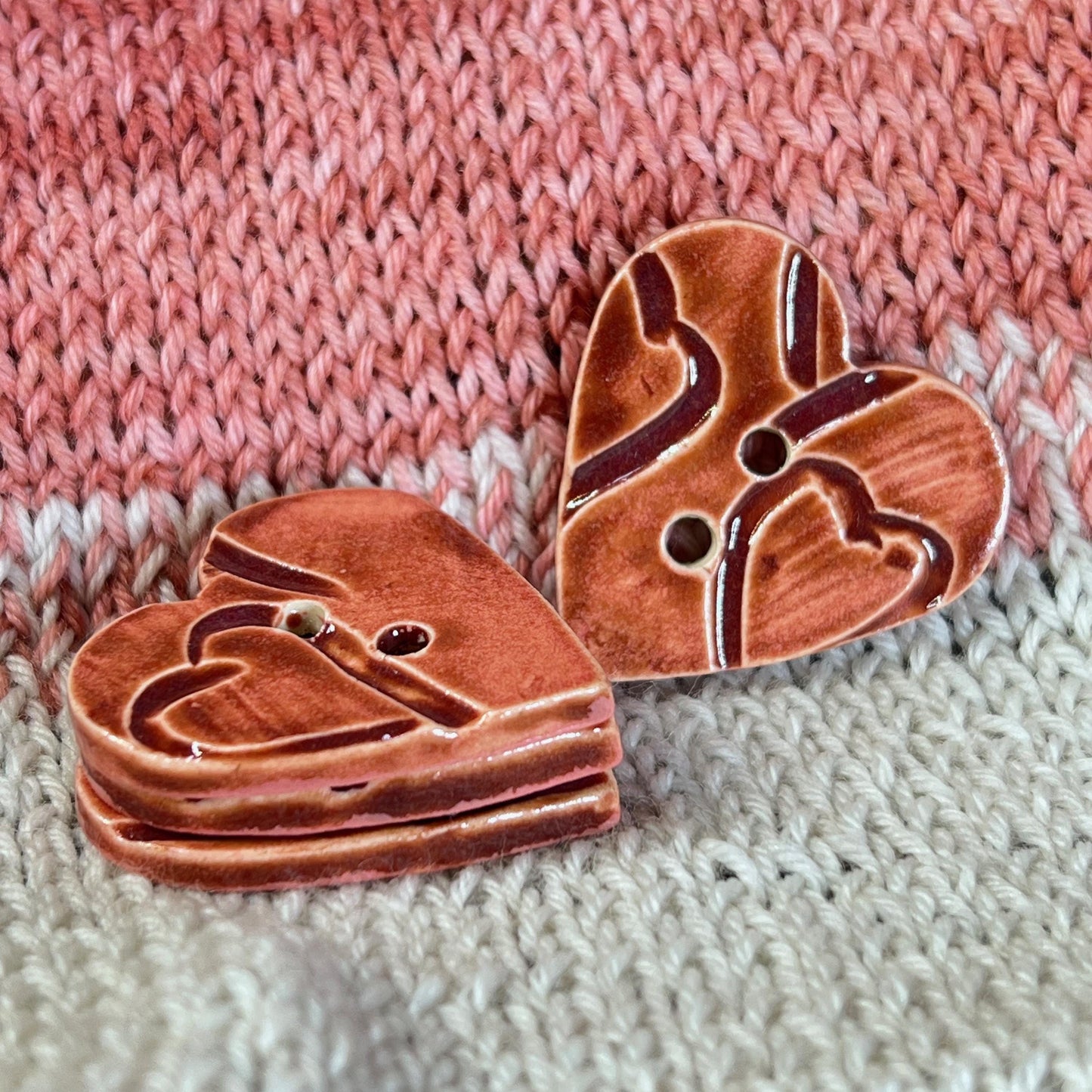 Large Dark Pink Heart Patterned Heart Shaped Button