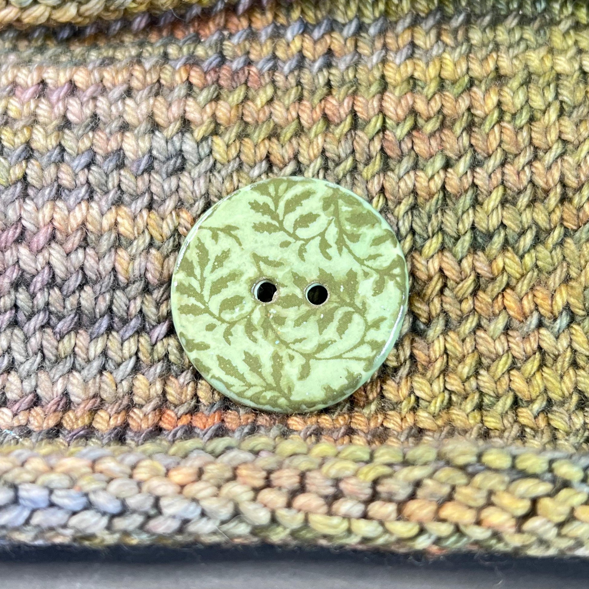 Large Green Accent Button with Green Silkscreened Leaves