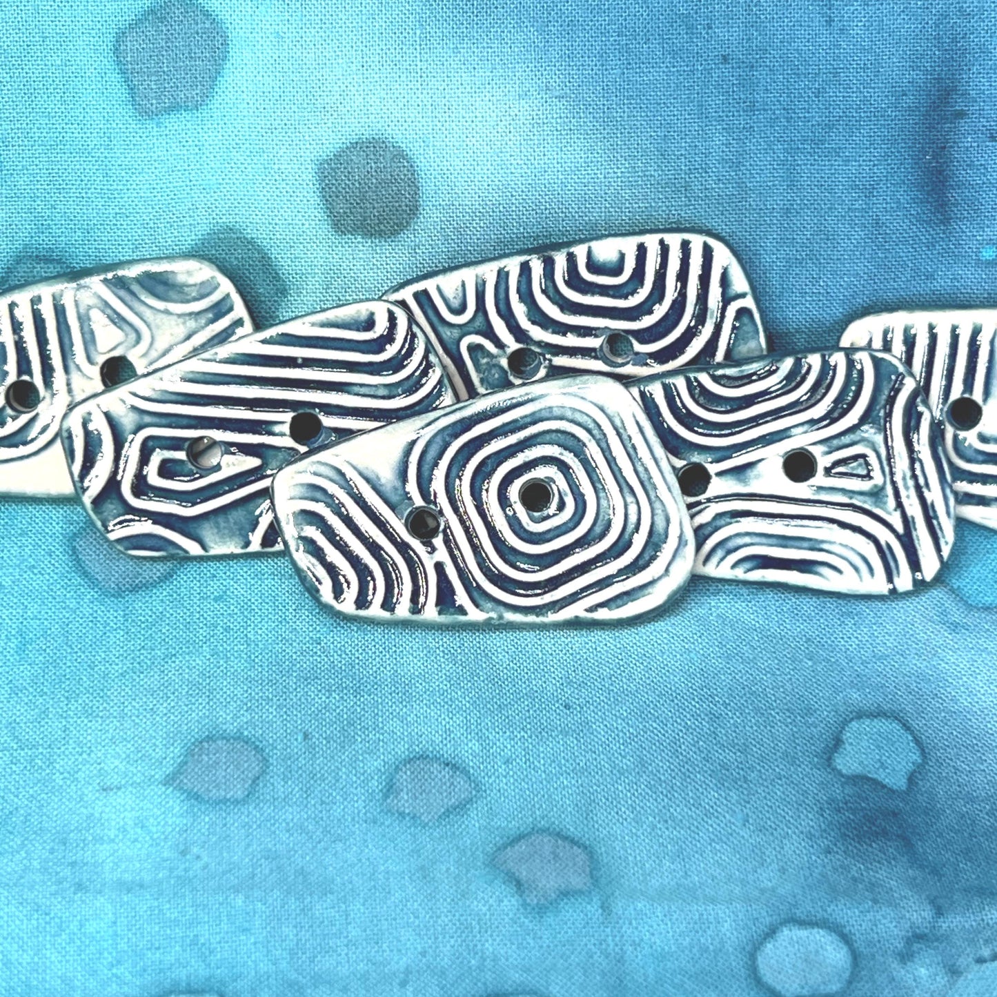 Graphic Blue and White Ceramic Buttons