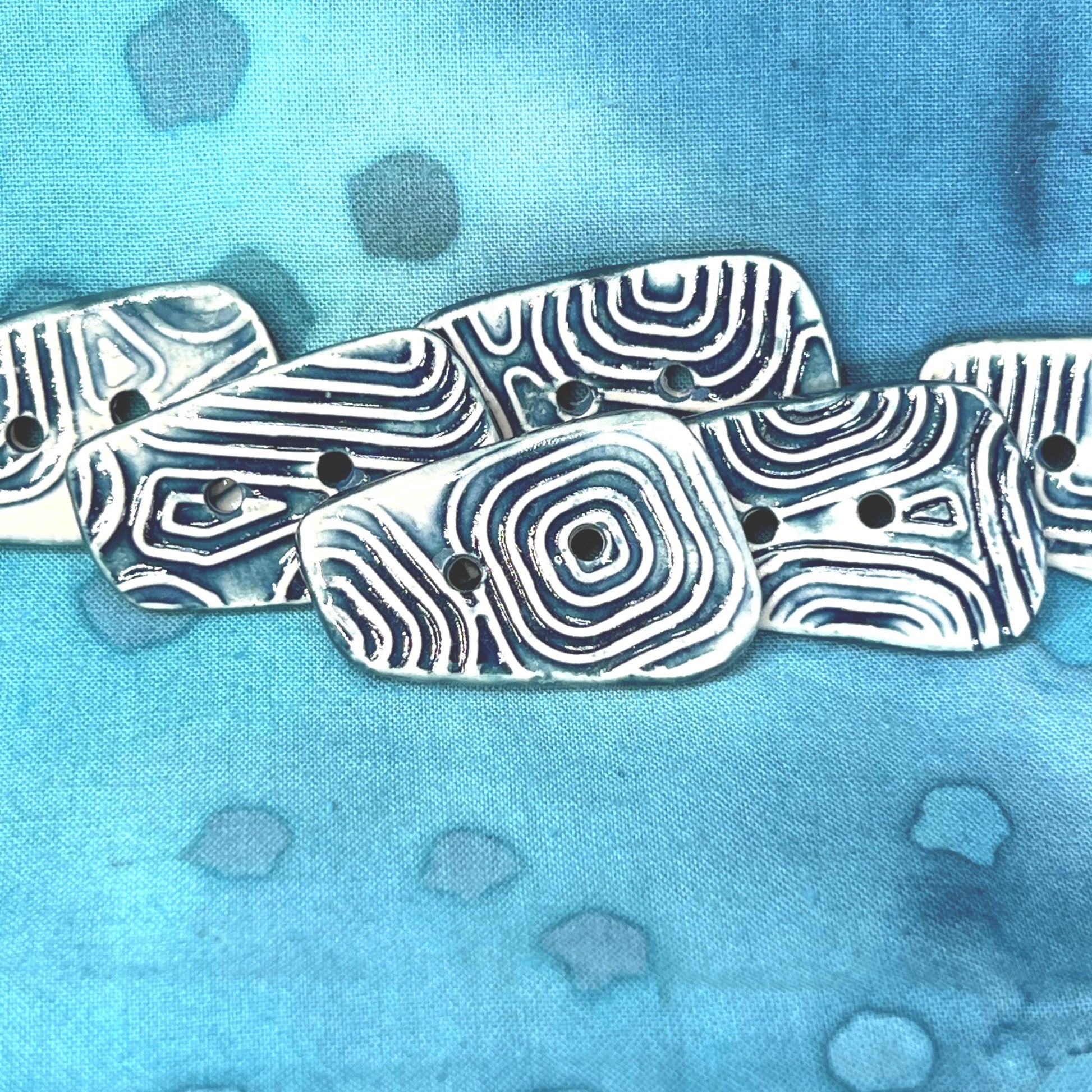 Graphic Blue and White Ceramic Buttons