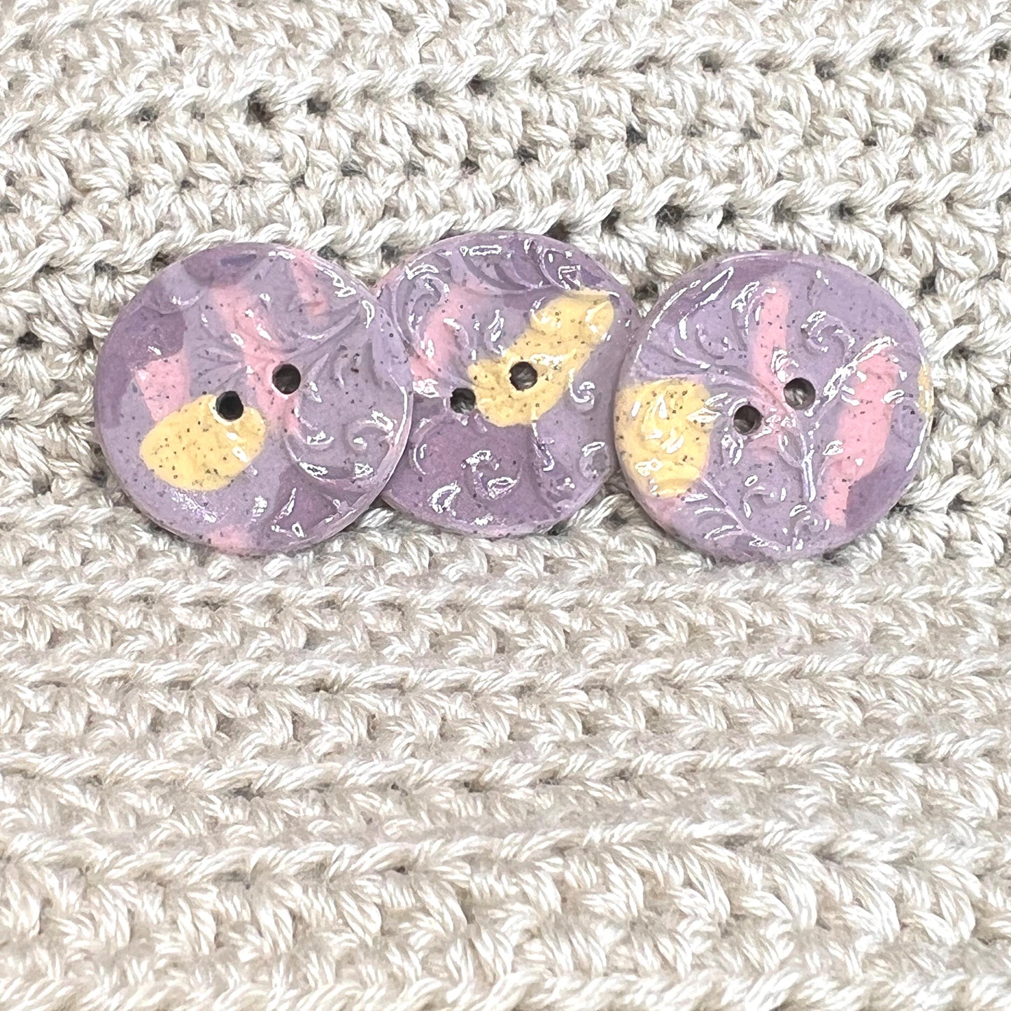 Porcelain Pastel Filigree Patterned Buttons