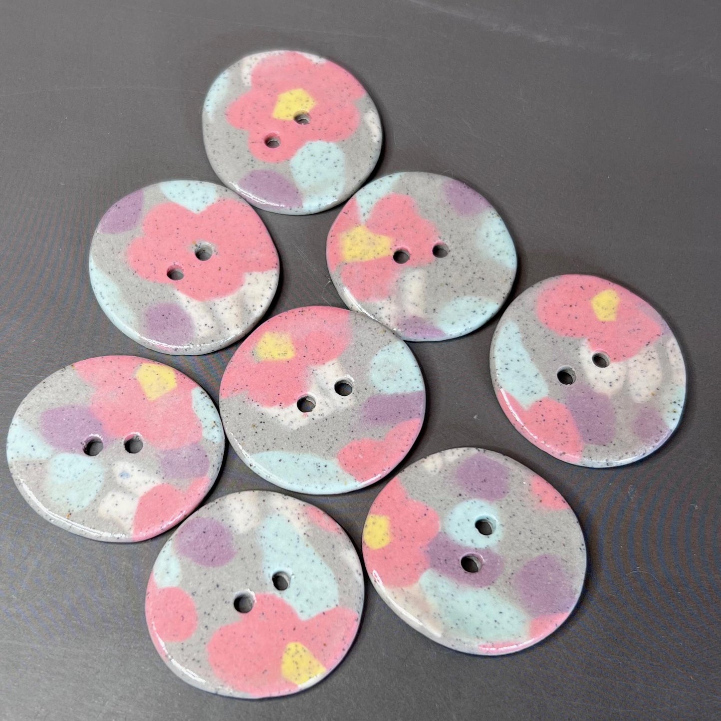Speckled Porcelain Spring Blossom Patterned Buttons