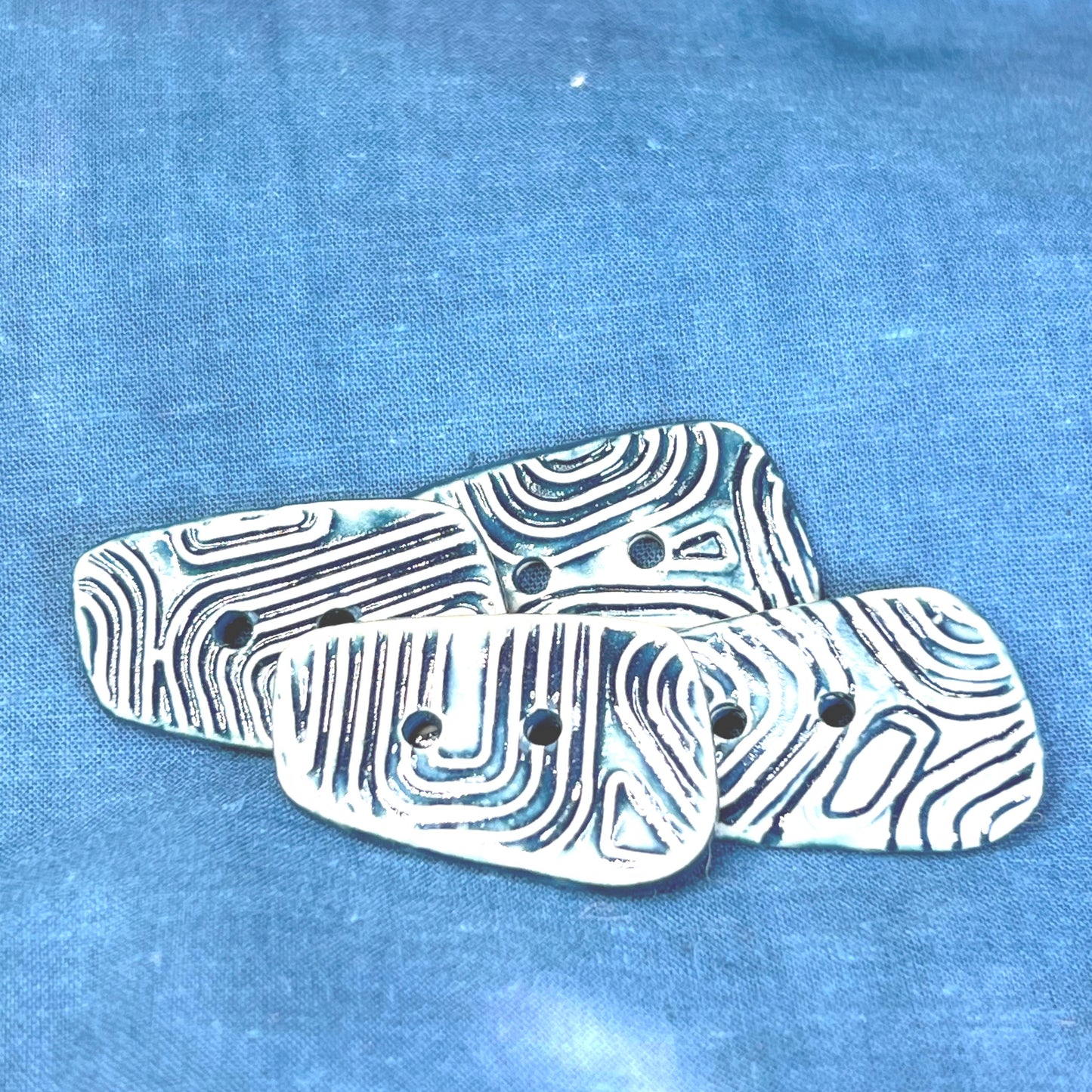 Graphic Blue and White Ceramic Buttons