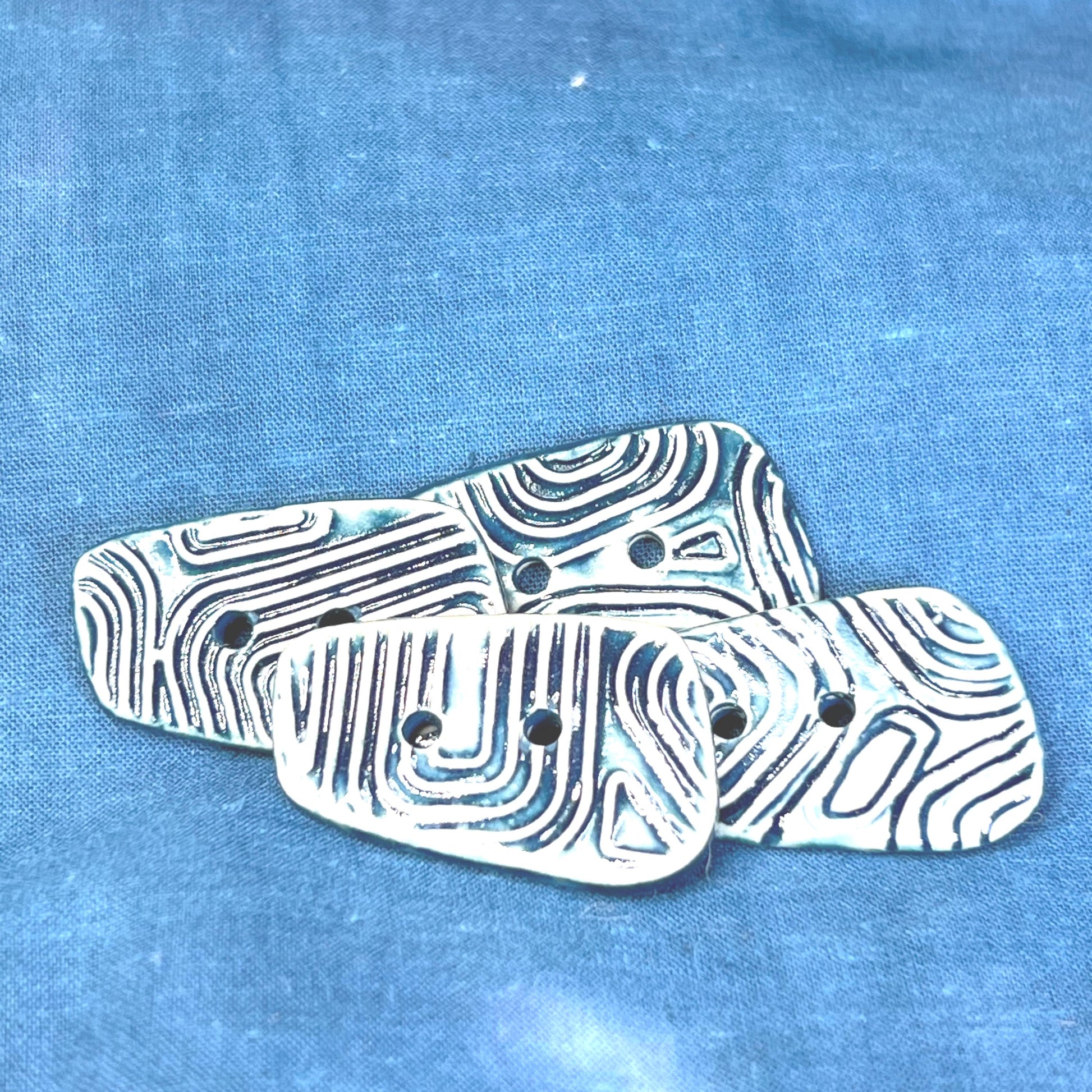 Graphic Blue and White Ceramic Buttons