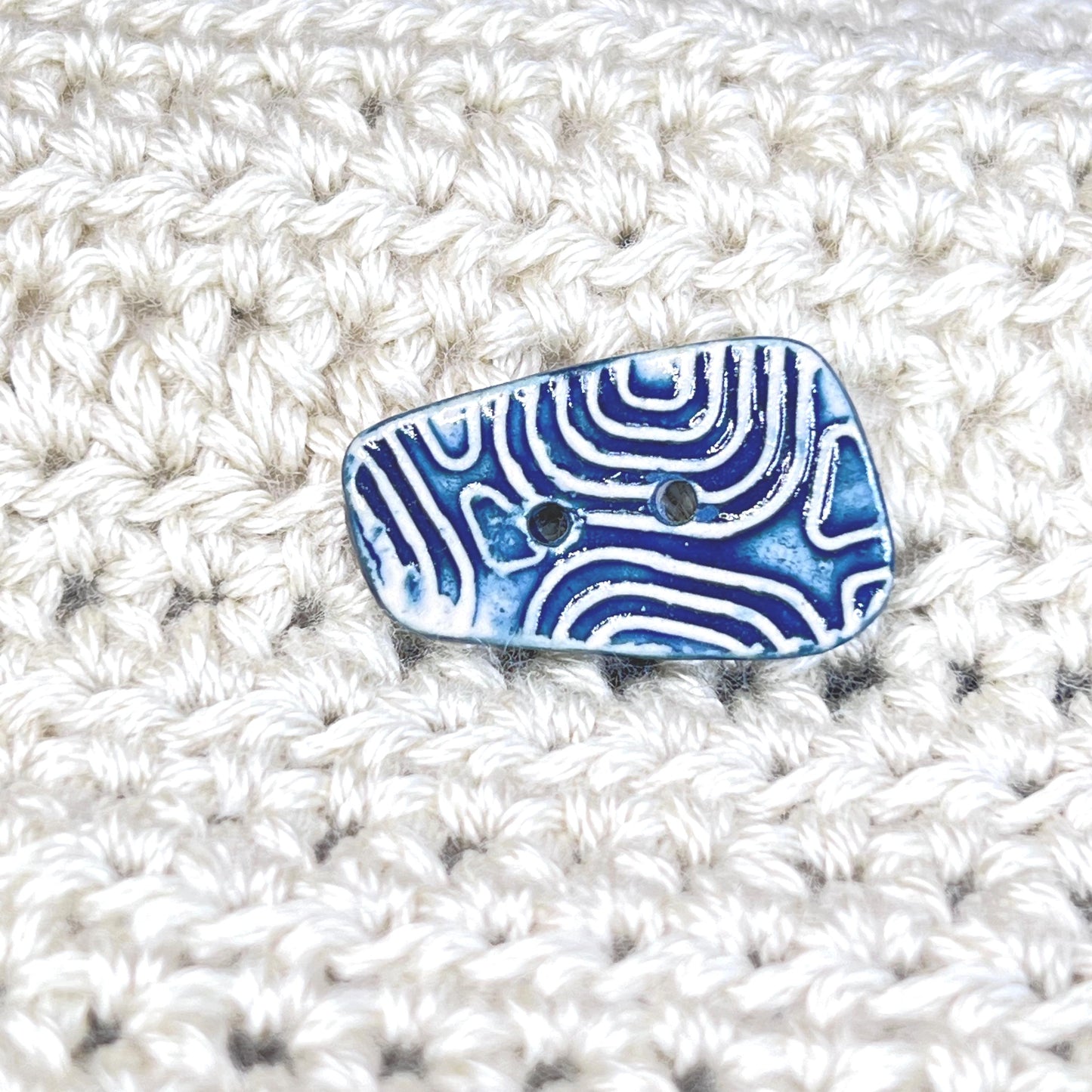 Graphic Blue and White Ceramic Buttons
