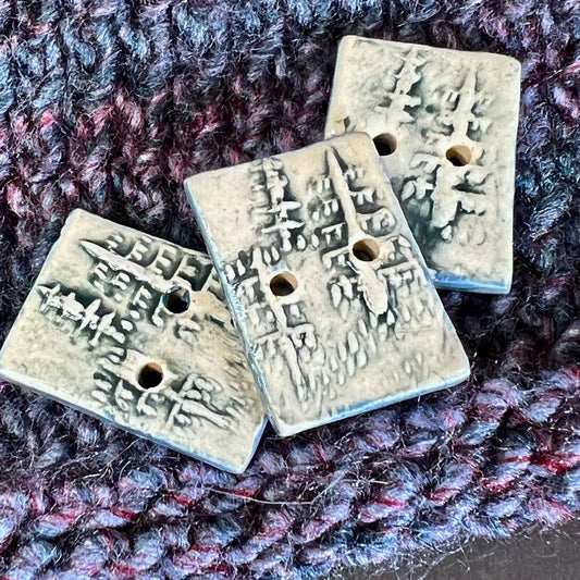 Winter Trees White and Blue Rectangular Buttons With 2 Holes