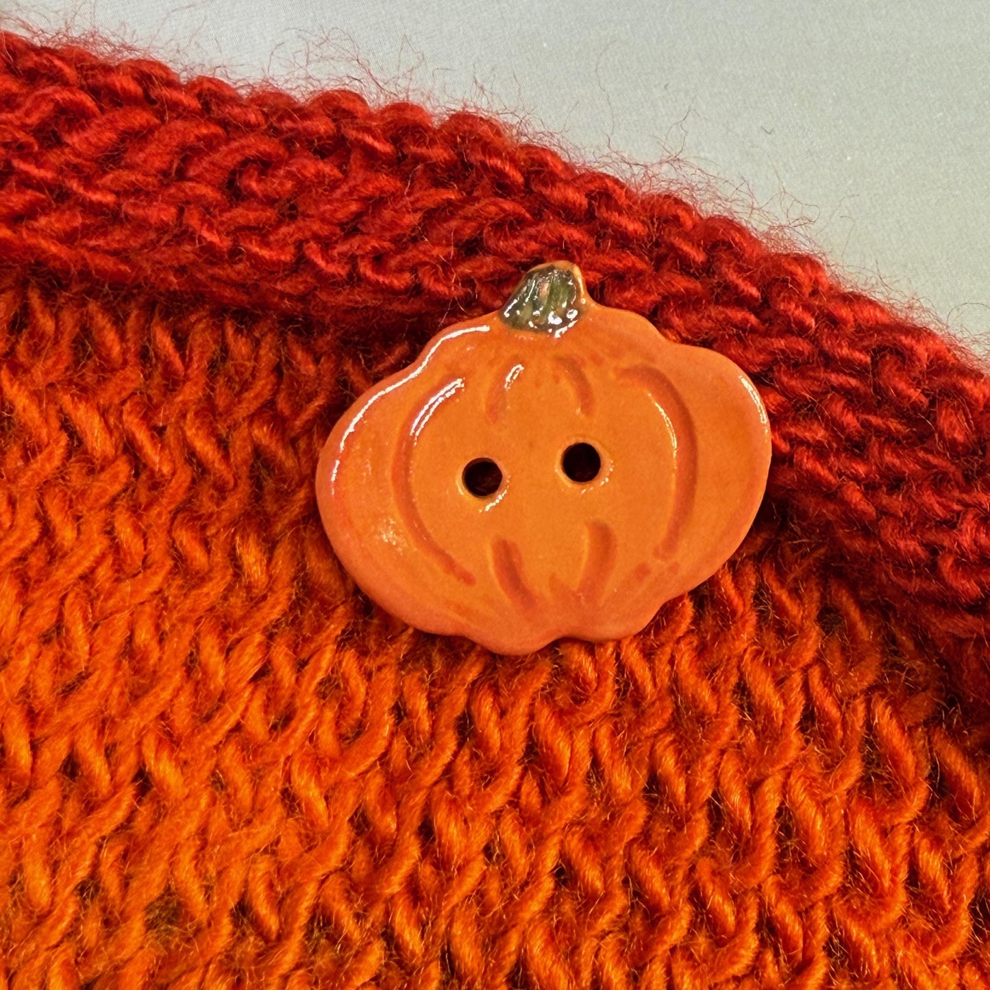 Orange Pumpkin 2 Hole Ceramic Button