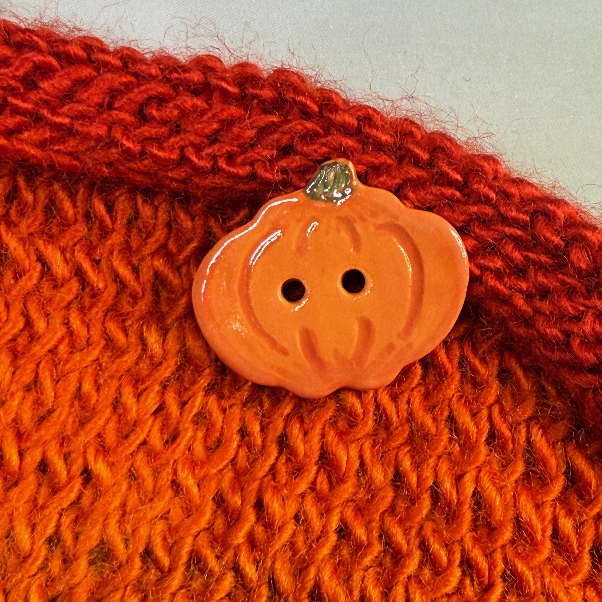Orange Pumpkin 2 Hole Ceramic Button