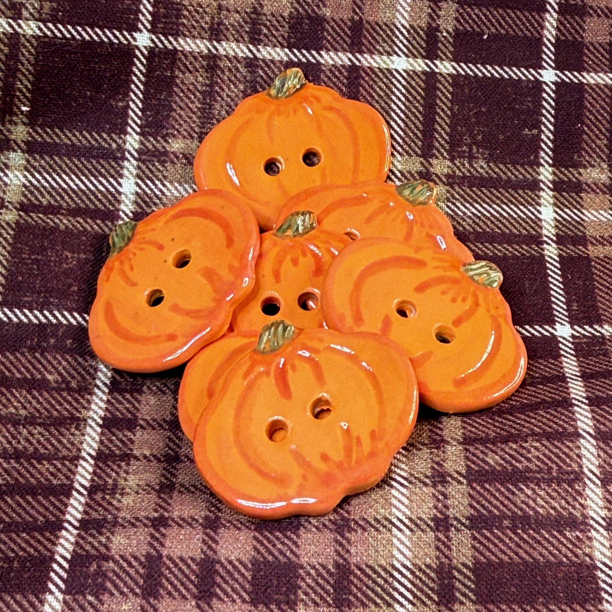 Orange Pumpkin 2 Hole Ceramic Button