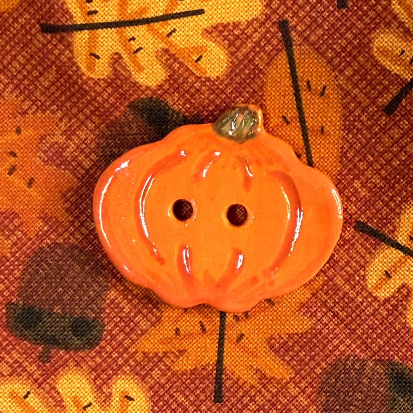 Orange Pumpkin 2 Hole Ceramic Button