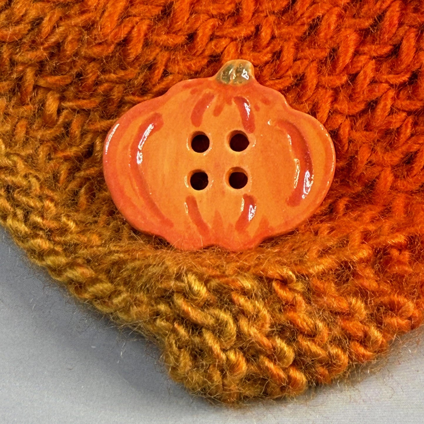Orange Pumpkin 4 Hole Ceramic Button